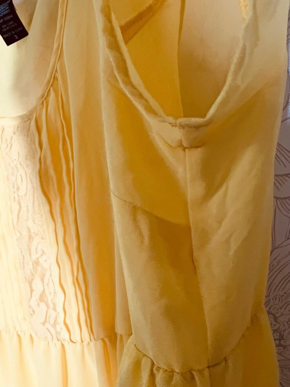 Torrid 3 Yellow Babydoll Tunic Top With Lace Detail By Short Flutter Sleeves - Picture 5 of 6